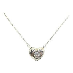 Chamilia 925 Puffy Heart Necklace W/Swarovski Sparkling Crystal on 925 Chain